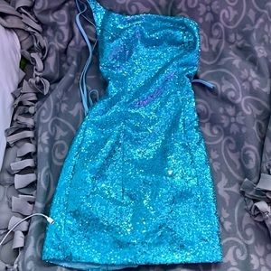 Blue sequence mini dress